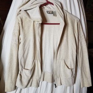 Soft Cream two-tone Hoodie with embroidered sleeves